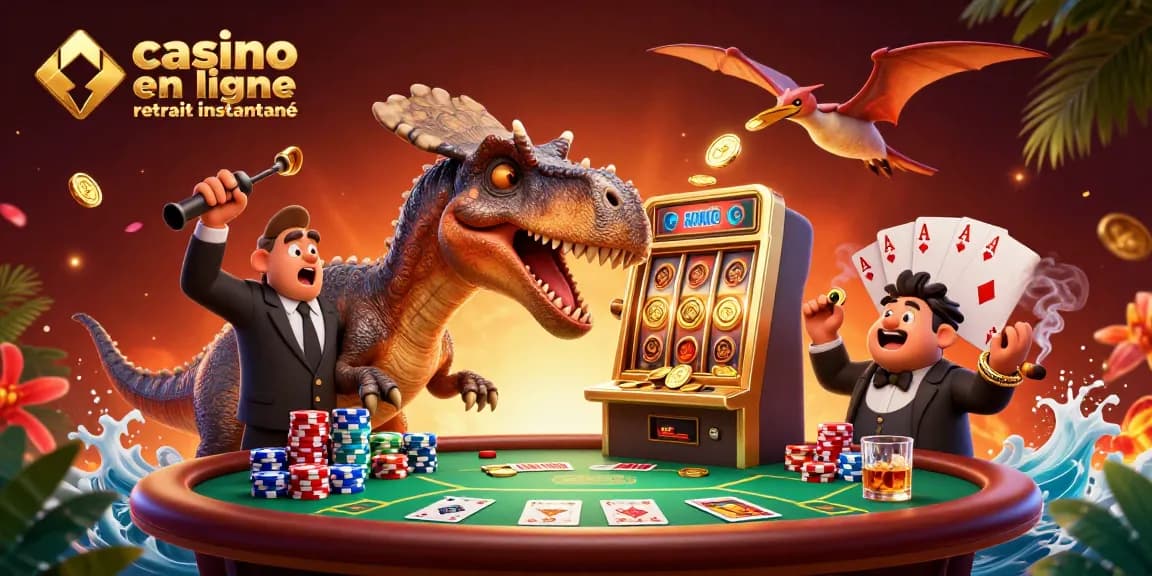 Casino en ligne retrait instantané avec un pachycéphalosaure et une machine à sous animée.