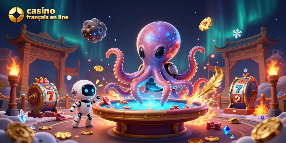 Jouez sur le casino français en ligne avec un poulpe extraterrestre amusant et des jetons en orbite.