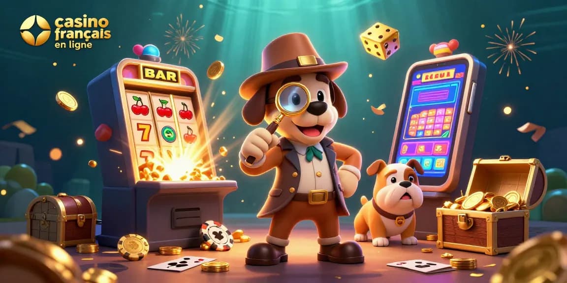 Célébrez le jeu avec un détective et un bulldog dans un casino français en ligne dynamique.