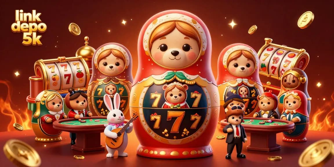 Experience the thrill of link depo 5k slots with vibrant characters and dynamic casino elements.