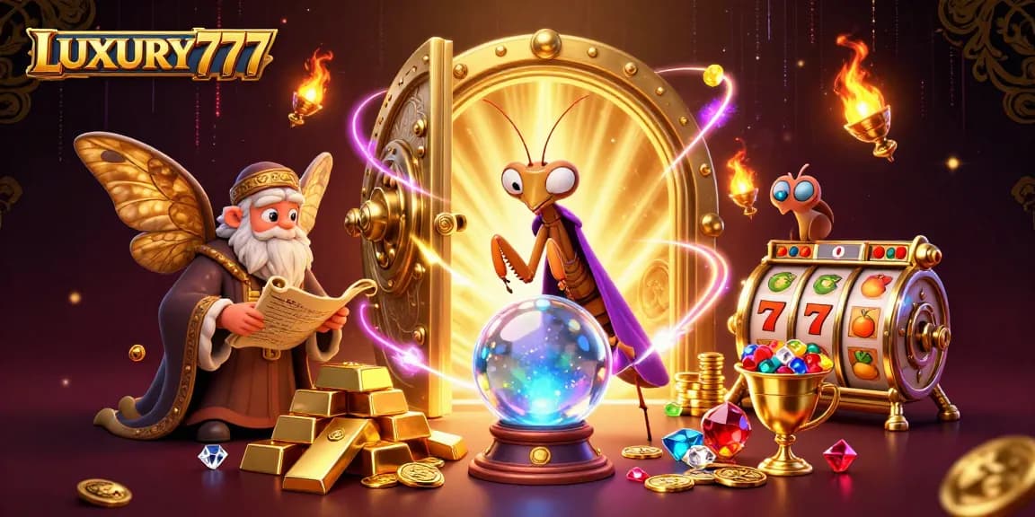 LUXURY777 menghadirkan kasino virtual dengan elemen slot dan harta karun berkilauan.