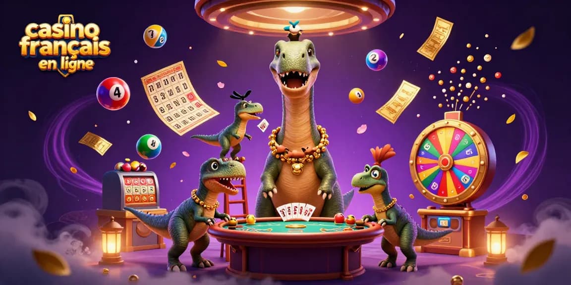 Jouez au casino français en ligne avec un brontosaurus géant et des raptors aux cartes.