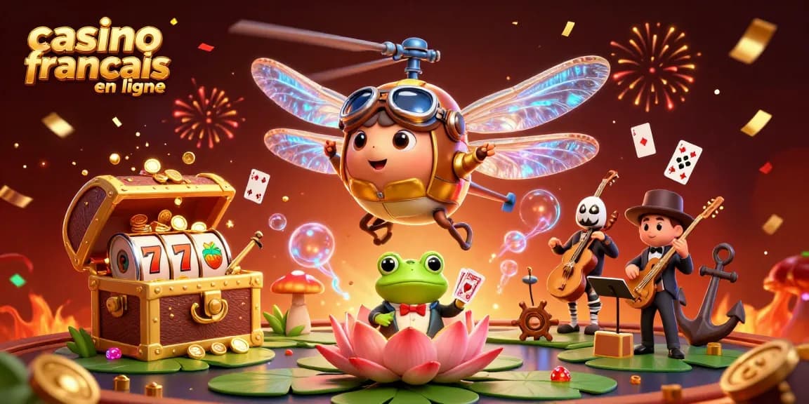 Vivez l'excitation du casino français en ligne avec un pilote et un croupier dans un décor animé.