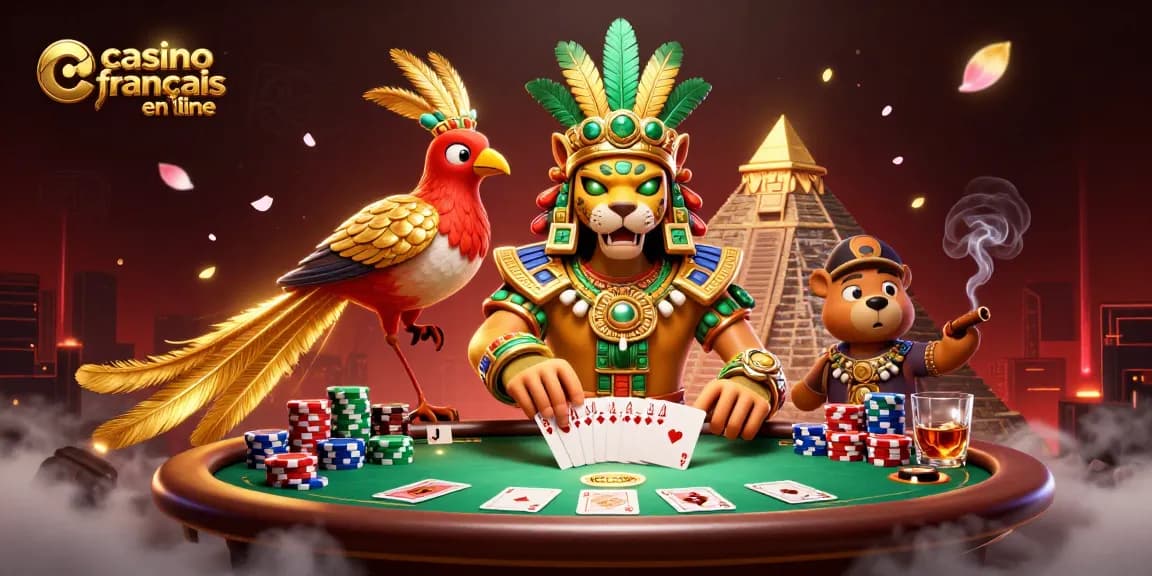 Jouez au casino en ligne français avec un prêtre jaguar et des éléments de poker captivants.