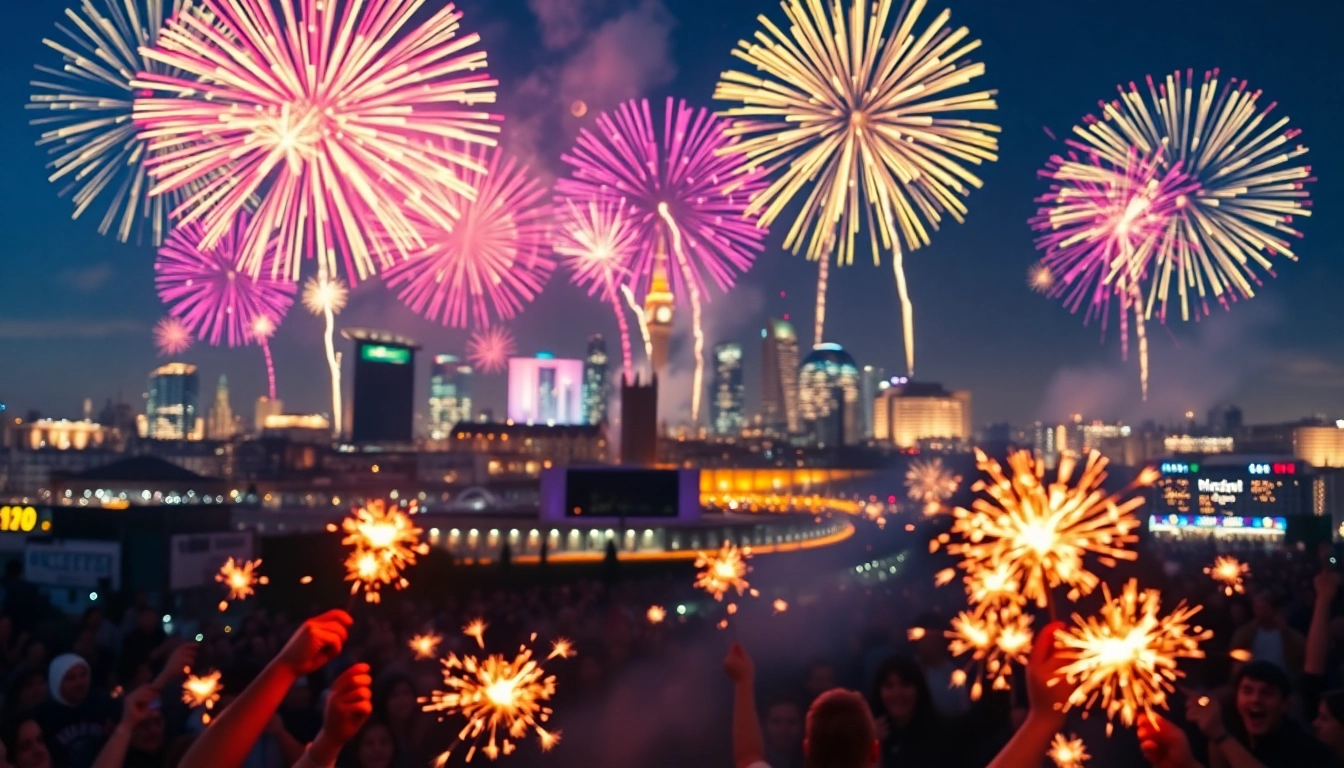 Experience stunning manchester fireworks lighting up the night sky over excited crowds enjoying the show.