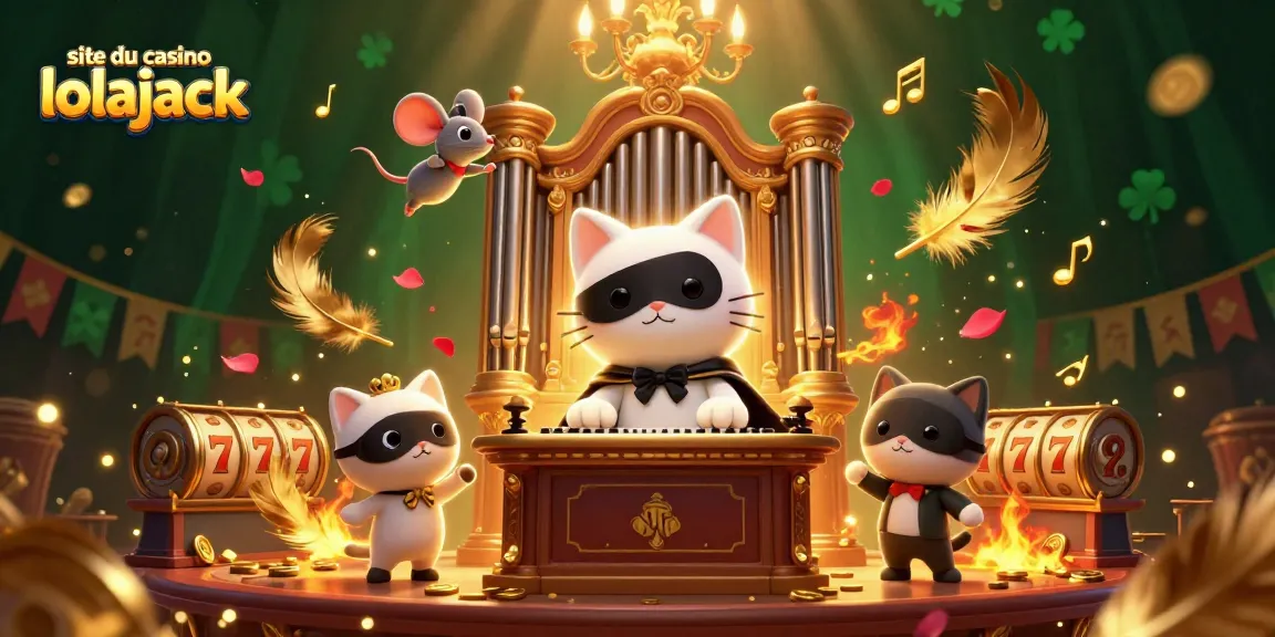 Experience the thrilling gameplay at site du casino lolajack with slot machines, golden coins, and 3D characters.