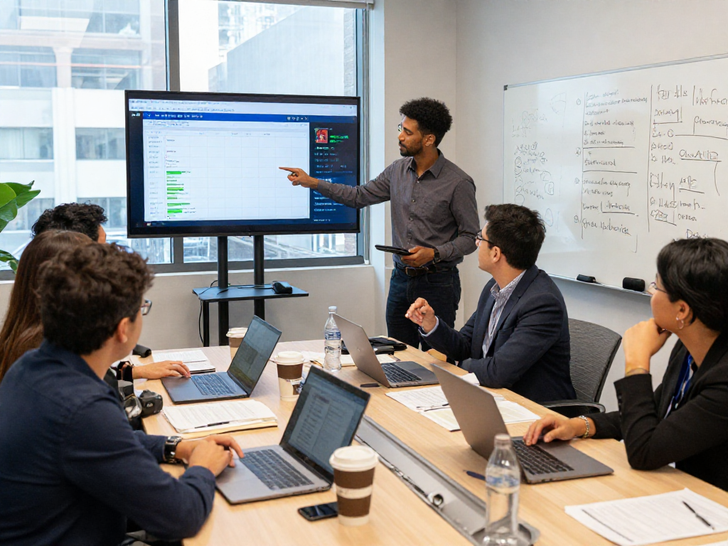 Political search advertising strategies discussed in a campaign meeting.