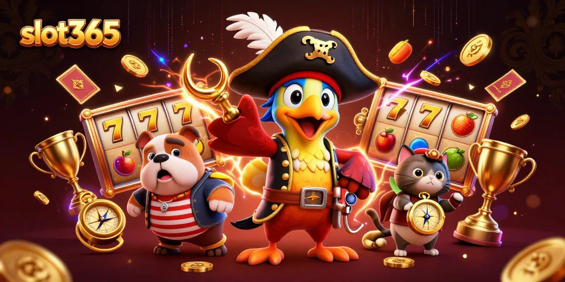 Experience thrilling jackpot wins with slot365 in this vibrant 3D casino illustration.