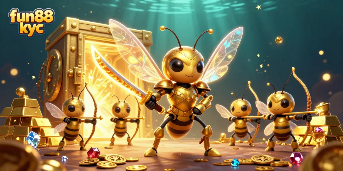Chơi game trực tuyến tại Fun88 KYC với hình ảnh đầy màu sắc và hiệu ứng ánh sáng lấp lánh.