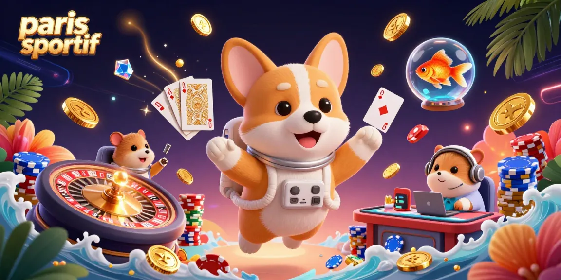 Illustration 3D dynamique d'un corgi astronaute à la station de casino, mettant en avant paris sportif.