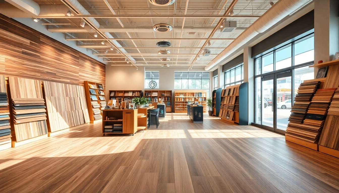Shop for flooring stores near me showcasing vinyl options in a bright, inviting interior.