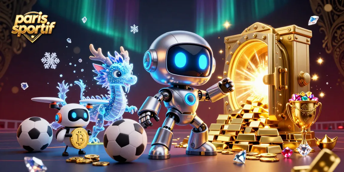 Paris sportif : pariez sur votre équipe favorite avec nos mascottes futuristes et éléments de jeu.