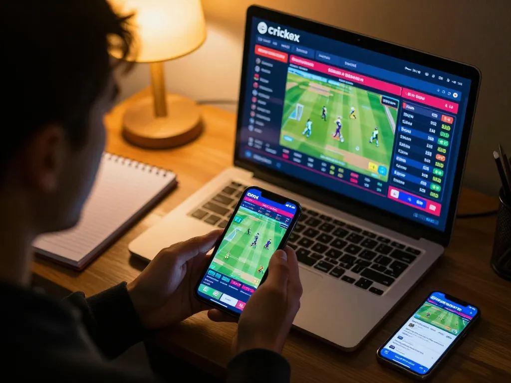 Engaging cricket betting experience on Crickex app with real-time odds displayed on smartphone