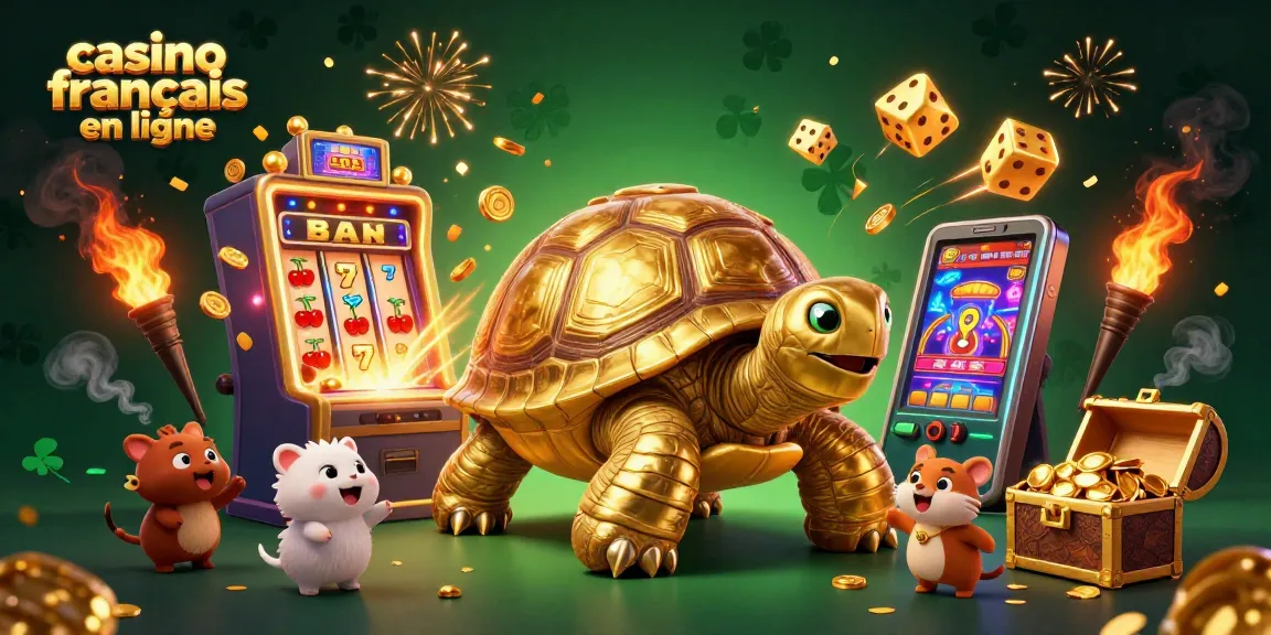 Jouer à des jeux de casino français en ligne avec une tortue géante en machines à sous et des animaux excitants.