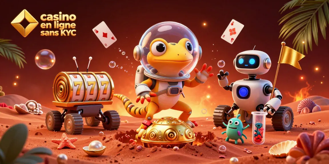 Développez votre expérience avec le casino en ligne sans KYC, où un gecko et un robot découvrent des trésors.