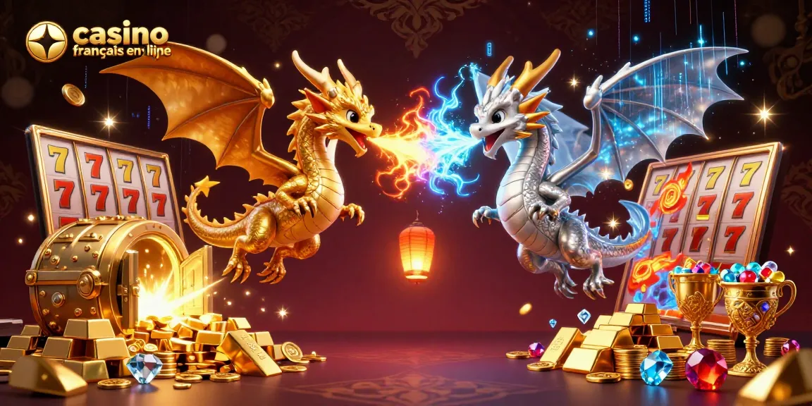 Venturez dans le casino français en ligne avec ces dragons colorés et leur trésor scintillant.