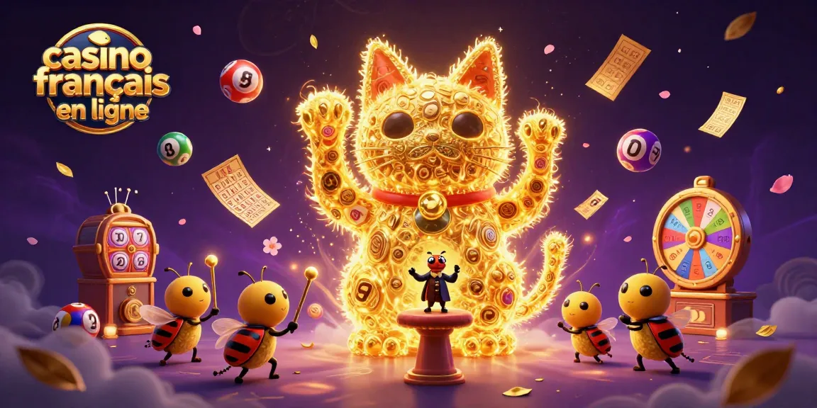 Optimisez votre expérience avec un casino français en ligne, où des lucioles dorées et des symboles s'animent.