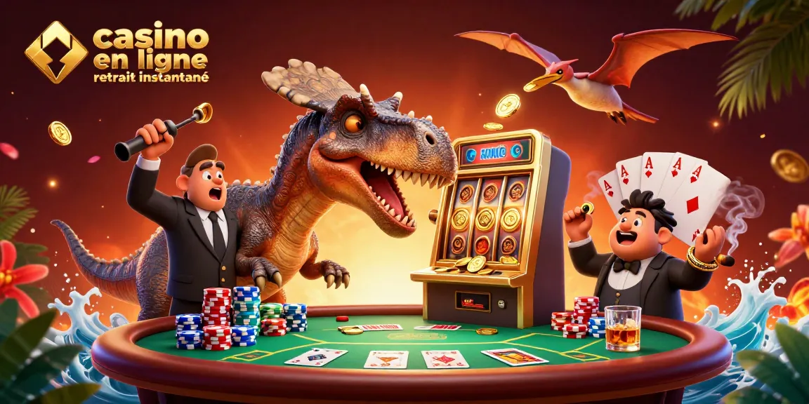 Casino en ligne retrait instantané avec un pachycéphalosaure et une machine à sous animée.