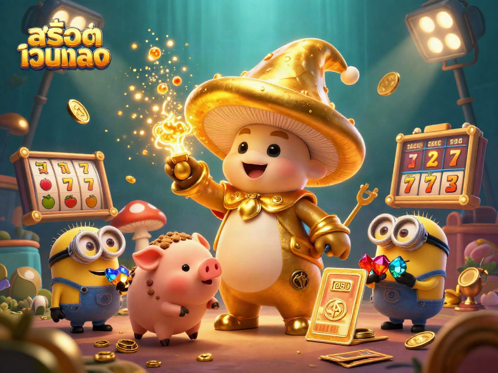 Immerse in the golden magic of สล็อตเว็บตรง featuring slot reels and treasure-filled characters.