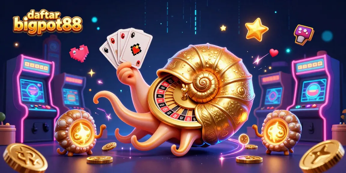 Engage with thrilling gaming adventures at daftar bigpot88 featuring a giant nautilus and vibrant arcade elements.