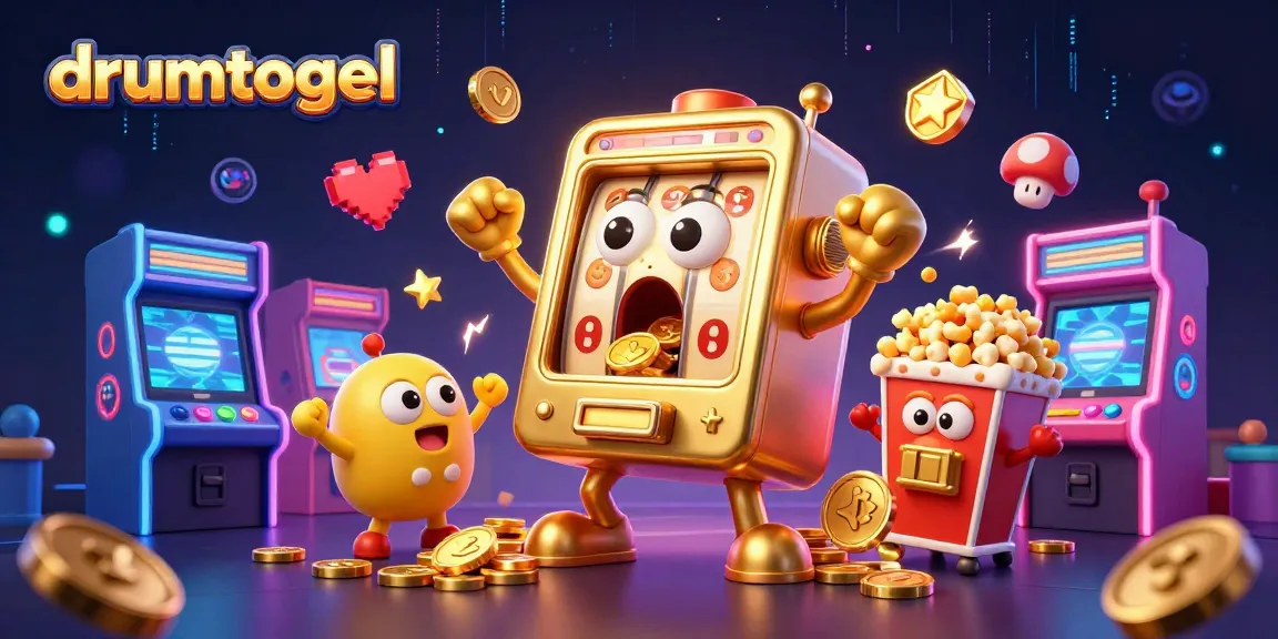 penjudi mempelajari drumtogel dengan mesin slot emas yang mengeluarkan koin