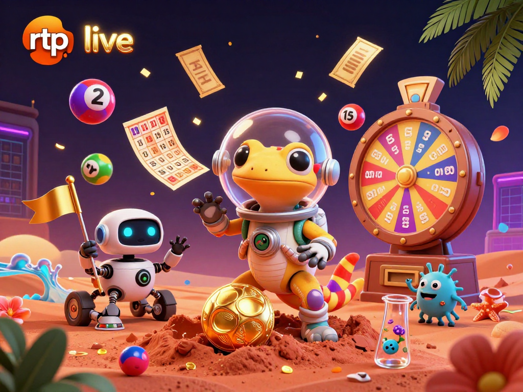 Join the excitement at rtp live with a vibrant 3D casino adventure featuring alien characters and dynamic game elements.
