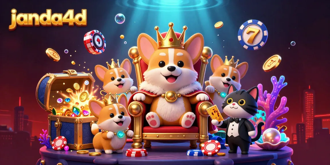 Janda4D menyajikan corgi kerajaan dan pelayan kucing dalam ilustrasi slot yang berwarna-warni.
