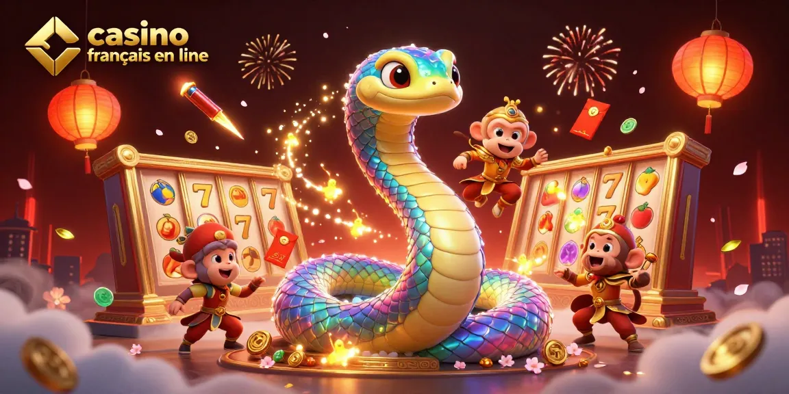 Jouez sur casino français en ligne avec des serpents en couleur et des éléments de jeu captivants.