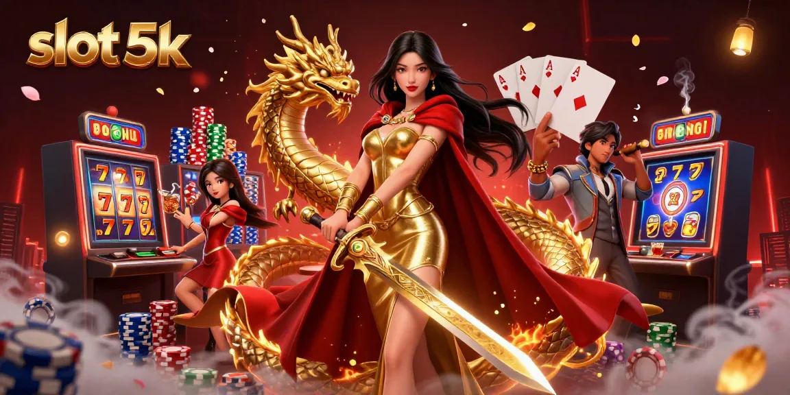 Engage with exciting slot 5k reels and high-stakes poker in a vibrant casino scene.