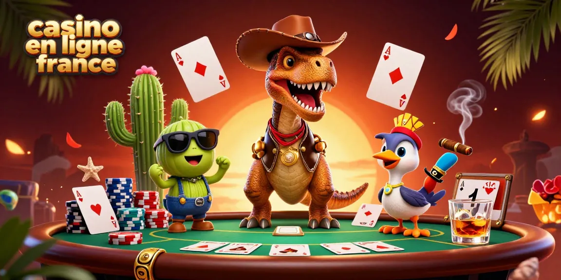 Jouez aux jeux de casino en ligne France avec des personnages colorés à la table de poker.