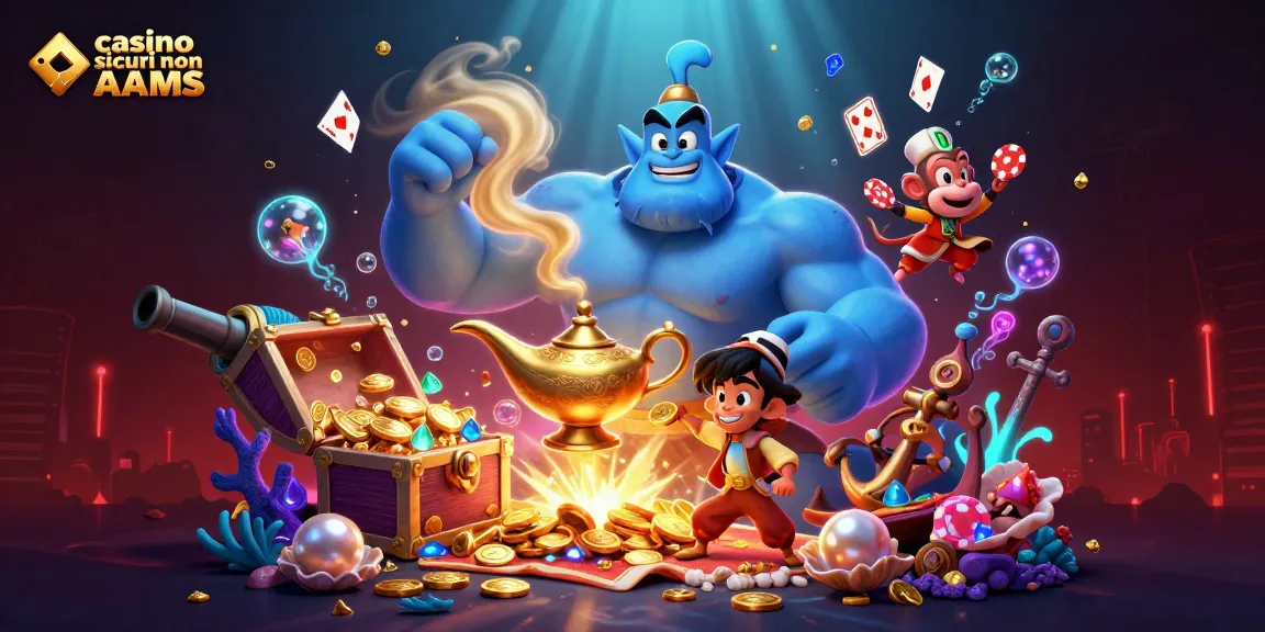 Rappresentazione di un ambiente di gioco sicuro con casino sicuri non AAMS, ricco di elementi di entusiasmo e avventura.