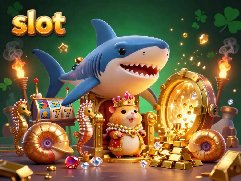 Mainkan slot dengan raja hamster emas bermahkota karang dikelilingi harta berkilauan.