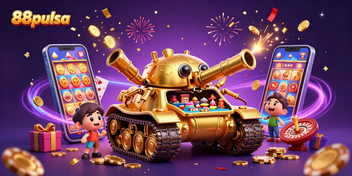 Experience the warmth of 88pulsa with lively games, colorful slots, and golden coins cascading in celebration.