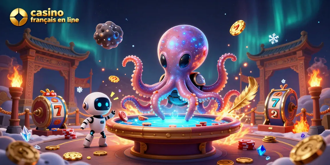 Jouez sur le casino français en ligne avec un poulpe extraterrestre amusant et des jetons en orbite.