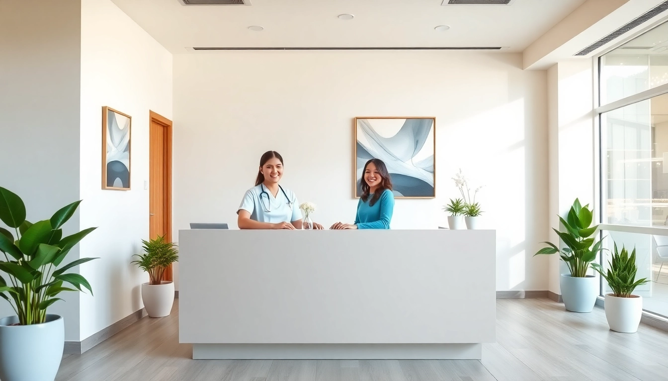 Engaging reception area of newsmilelife dental clinic with friendly staff and calming decor.