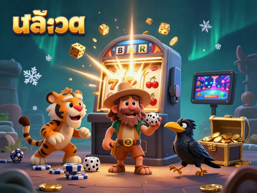 Experience thrilling สล็อต action with a prehistoric casino scene filled with playful characters and explosive jackpots.