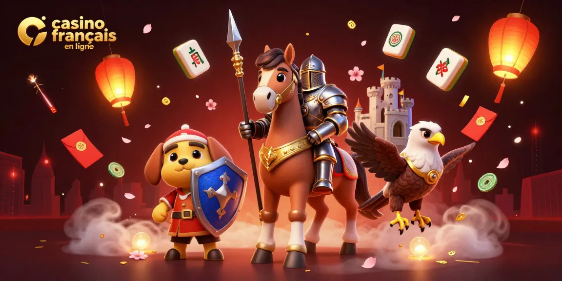 Jouez avec casino français en ligne : illustration dynamique de personnages médiévaux dans un casino animé.