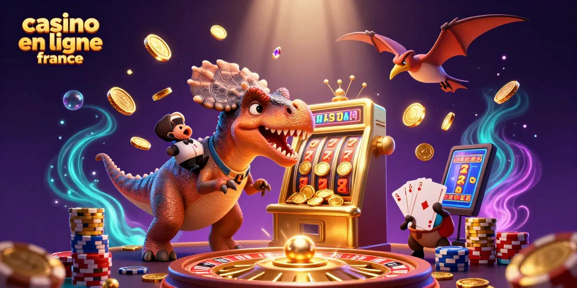 Illustration dynamique d'un pachycephalosaurus jouant au casino en ligne France avec une machine à sous dorée.