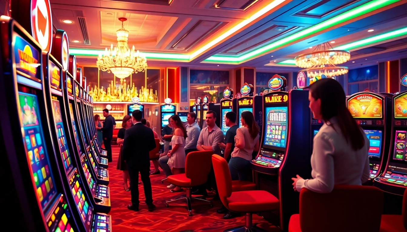 Experience thrilling action at a Non gamstop Casino Uk with vibrant slot machines and engaged players.