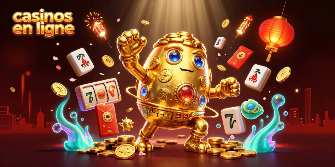 Animation captivante des casinos en ligne avec un golem en pièces d'or entouré de lanternes et de symboles