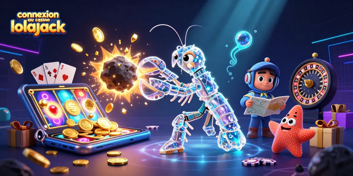 Jouez à des machines à sous et gagnez gros avec la connexion au casino Lolajack dans une illustration dynamique remplie de jeux et de surprises.