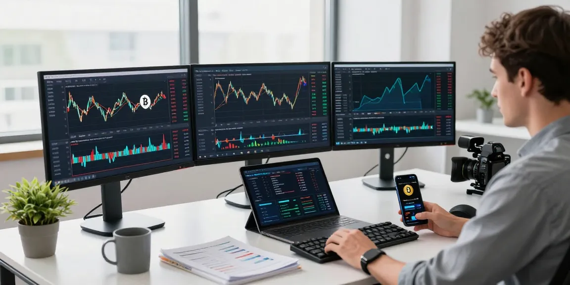 Cricbet investment analysis with cryptocurrency trading charts in a professional workspace.