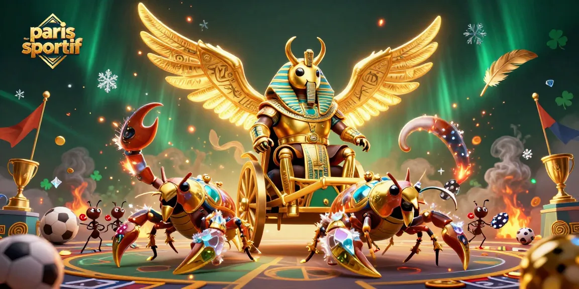 Pariez avec le scarabée doré en armure dans une illustration paris sportif captivante.