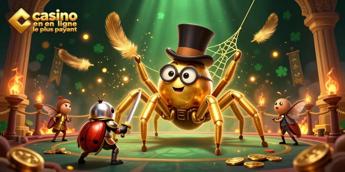 Jouer sur le casino en ligne le plus payant avec une araignée dorée et un chevalier, animé par des éléments de jeu captivants.