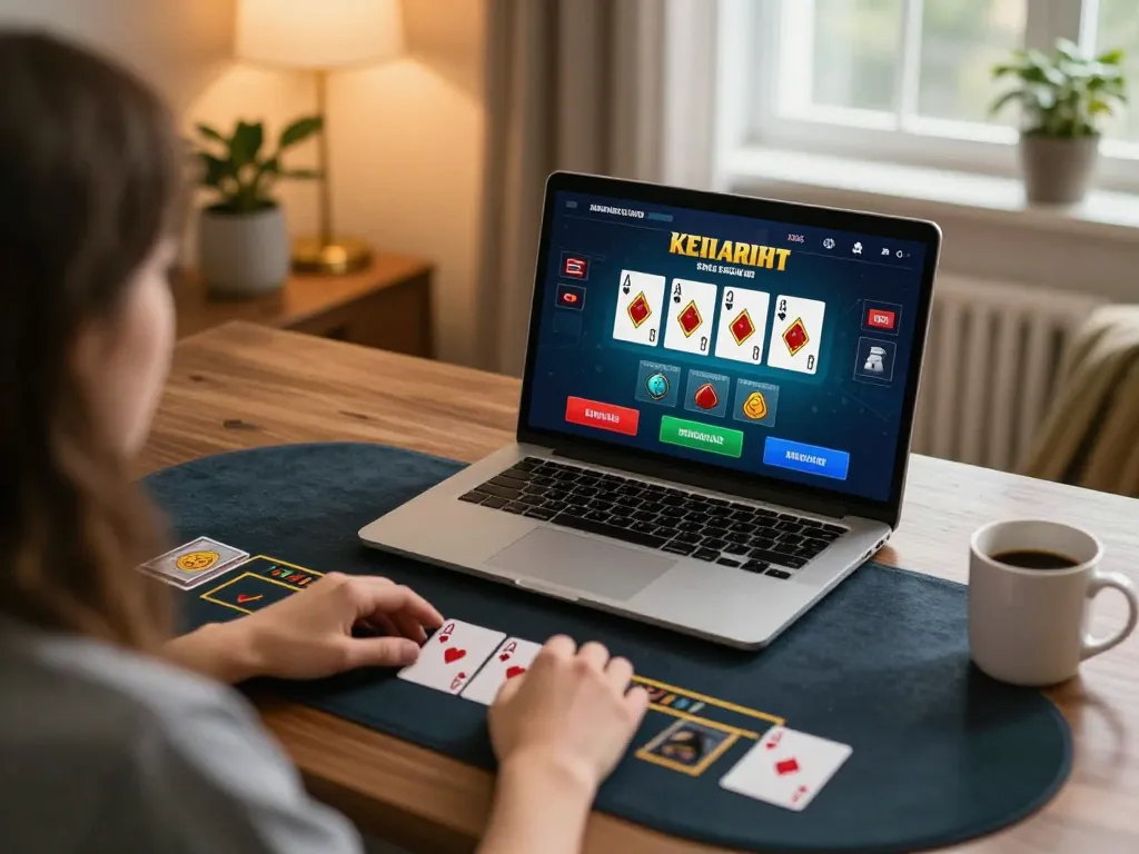 open88 user enjoying live dealer blackjack in a cozy home setting