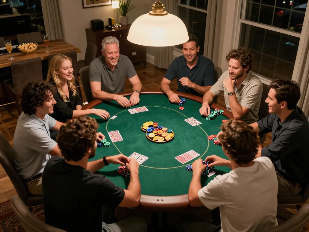 Players enjoying a competitive poker game home night using u888 strategies for winning hands
