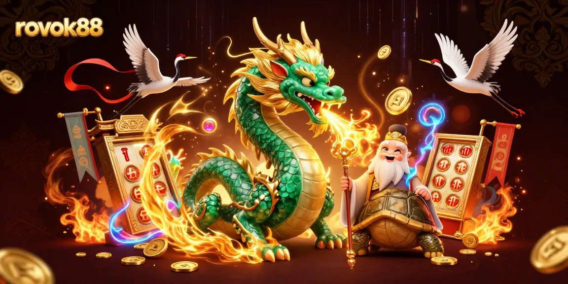 Spin the reels with rokok88's new mobile slots featuring a jade dragon and lucky cranes.