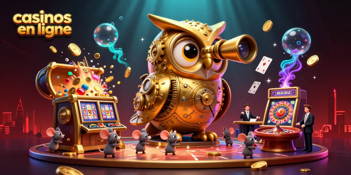 Casinos en ligne : découvrir un univers ludique avec une chouette dorée et des machines à sous animées.