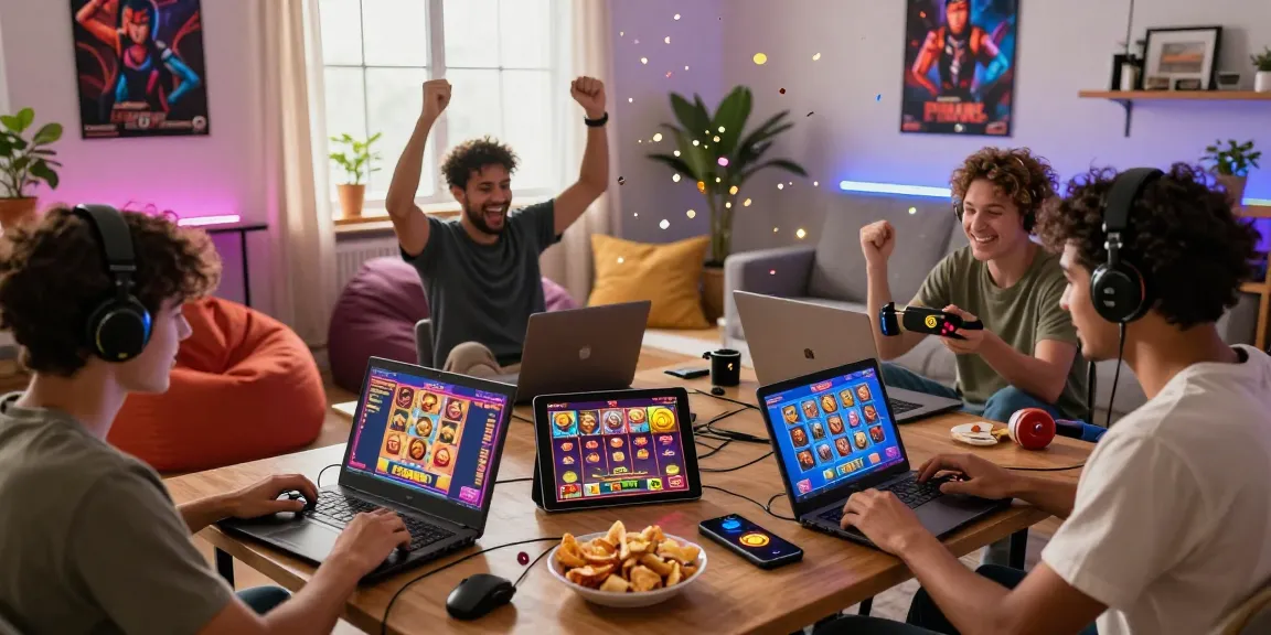 Engaged players enjoying slot88 games in a cozy gaming setup with LED lights.