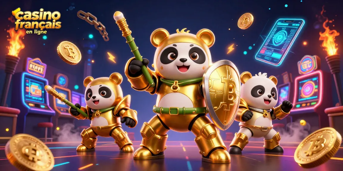 Jouez au casino français en ligne avec des symboles de crypto-monnaies colorés et des personnages animés.